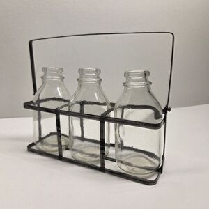 Metal & Glass Propagation Station Centre For Plant Cuttings Milk Bottle Style